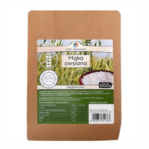 Mąka owsiana bezglutenowa Pięć Przemian, 1000 g