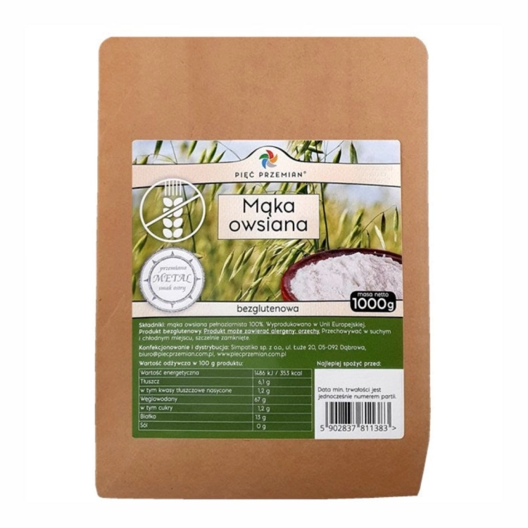 Mąka owsiana bezglutenowa Pięć Przemian, 1000 g