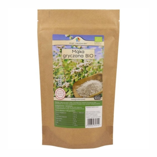 Mąka gryczana pełnoziarnista bezglutenowa BIO Pięć Przemian, 500 g