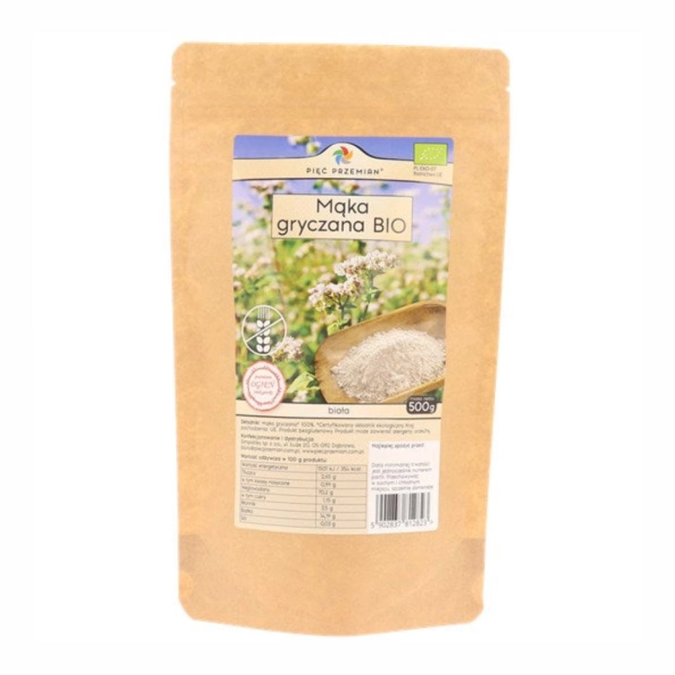 Mąka gryczana biała bezglutenowa BIO Pięć Przemian, 500 g