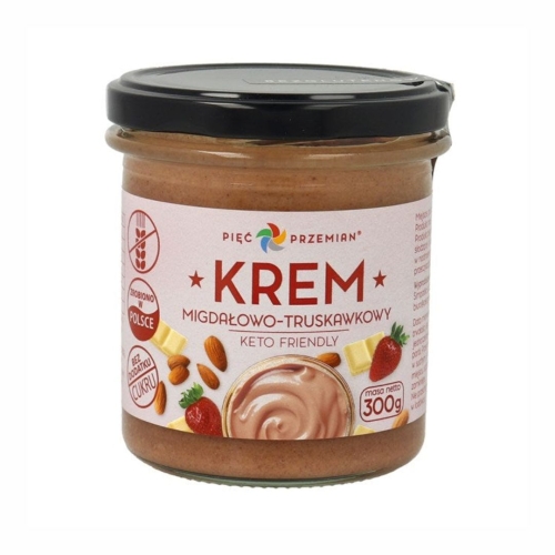 Krem migdałowo‑truskawkowy KETO bezglutenowy Pięć Przemian, 300 g