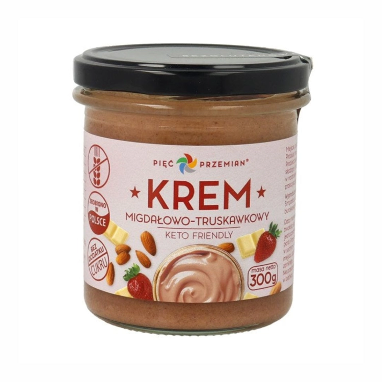Krem migdałowo‑truskawkowy KETO bezglutenowy Pięć Przemian, 300 g