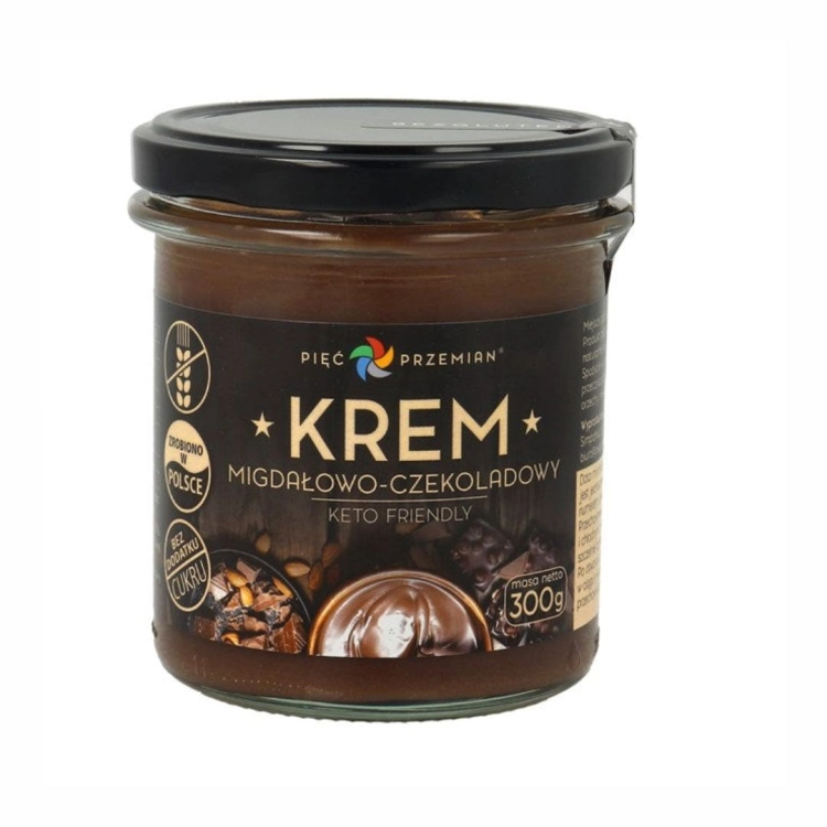 Krem migdałowo‑czekoladowy KETO bezglutenowy Pięć Przemian, 300 g