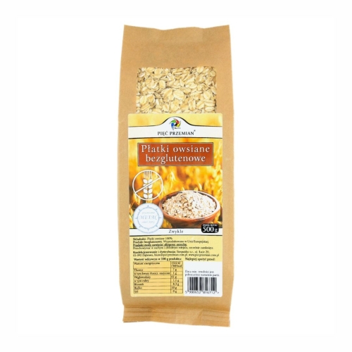 Płatki owsiane bezglutenowe zwykłe Pięć Przemian, 500 g