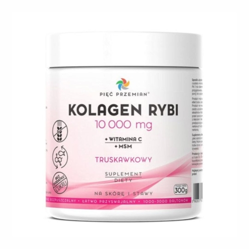 Kolagen rybi truskawkowy bezglutenowy Pięć Przemian, 300 g