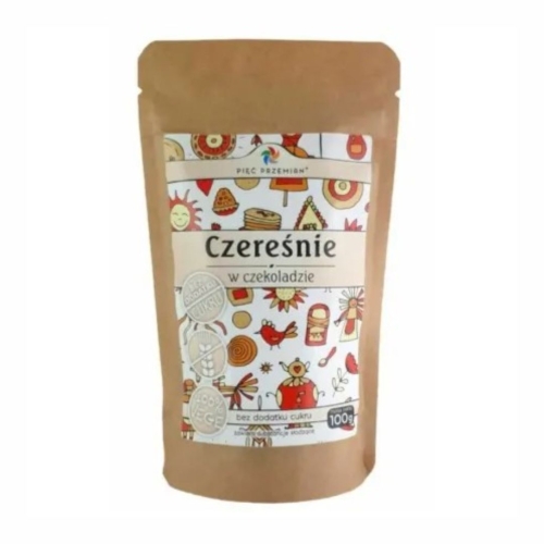 Czereśnie suszone w czekoladzie bezglutenowe Pięć Przemian, 100 g