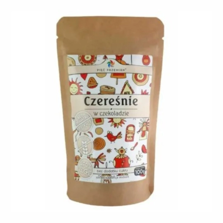 Czereśnie suszone w czekoladzie bezglutenowe Pięć Przemian, 100 g