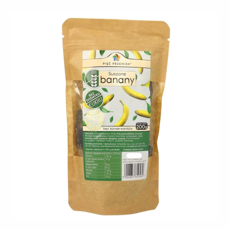 Banany suszone bezglutenowe Pięć Przemian, 200 g