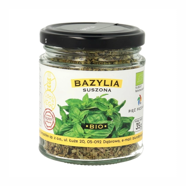 Bazylia suszona bezglutenowa BIO Pięć Przemian, 35 g